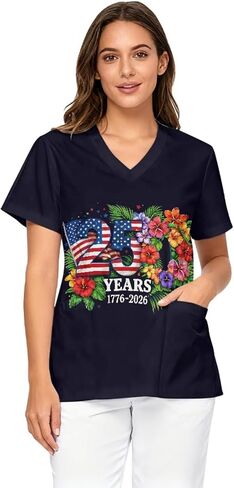 Scrub Tops for Women Short Sleeve V Neck Scrub Top with 2 Pockets Women's Medical Scrub Shirts Soft Nurse Uniform in Saudi Arabia