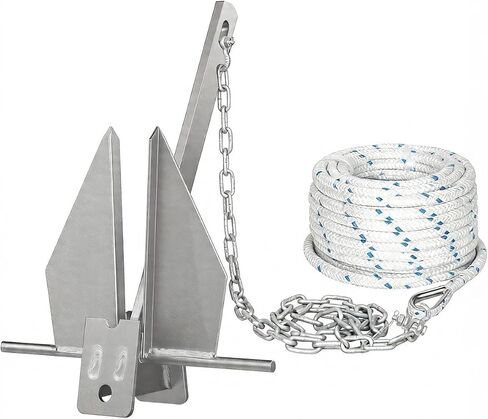 Galvanized Fluke Anchor Kit Includes Anchor Chain, Rope and Shackles, for Pontoons, Dinghies, Fishing Boats, Bass Boats, Sport Boats, Sport Yachts, 5/8/10/13 lb Boat Anchor Kit in Saudi Arabia