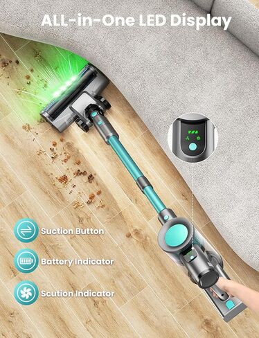 Dzaki Cordless Vacuum Cleaner, Stick Vacuum with Smart LED Display, 50KPA 55Mins Vacuum Cleaners for Home, Powerful Suction, Anti-Tangled Lightweight Rechargeable Vac for Pet Hair, Carpet in Saudi Arabia