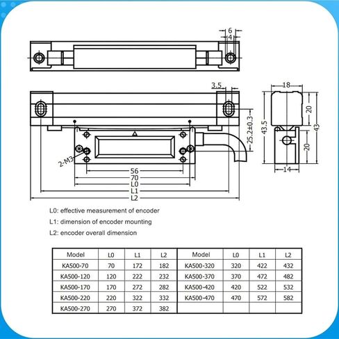 KA500 Optical Grating Ruler DRO Linear Sensors, 1um 0.001mm TTL 470mm, 1pc in Saudi Arabia