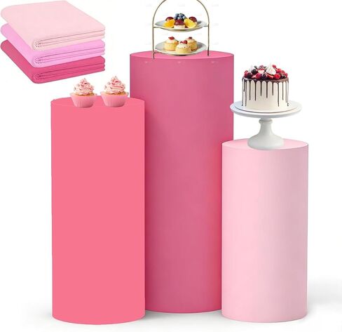 مجموعة أغطية الأسطوانات مكونة من 3 قطع باللون الوردي، وأغطية حامل الكيك الأسطوانية، وأغطية حامل الأسطوانات من الألياف اللدنة للحفلات أو أعياد الميلاد أو حفلات استقبال المولود الجديد - تحتوي فقط على أغطية الأسطوانات in Saudi Arabia