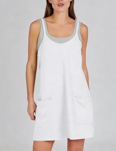 Womens 2 Pack Tennis Dress Summer Mini Active Athletic Dress with Built in Shorts Workout Sports Rompers in Saudi Arabia