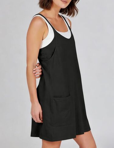 Womens 2 Pack Tennis Dress Summer Mini Active Athletic Dress with Built in Shorts Workout Sports Rompers in Saudi Arabia