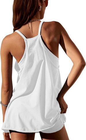 Womens 2 Pack Tennis Dress Summer Mini Active Athletic Dress with Built in Shorts Workout Sports Rompers in Saudi Arabia