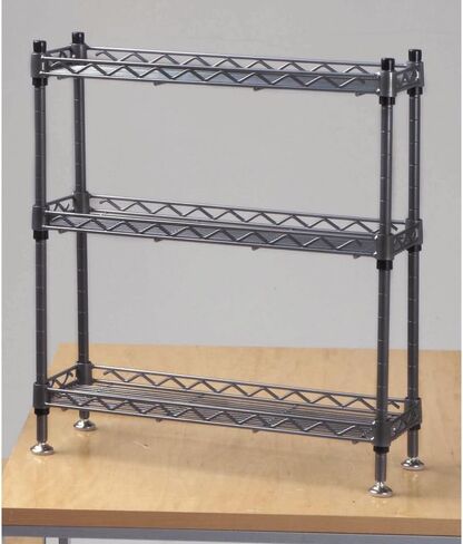 HUBERT Display Rack with 3 Shelves Merchandising Display Fixture Grey Steel - 18" L x 6" D x 18 1/2" H in Saudi Arabia