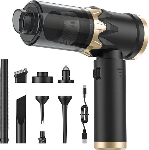 Car Vacuum Cleaner,Handheld Vacuum,15000PA High Power,3 Speed Portable Rechargeable Vacuum Cleaner with Brushless Motor,Cordless Small Vacuum for Car & Air Blower & Pump Black in Saudi Arabia