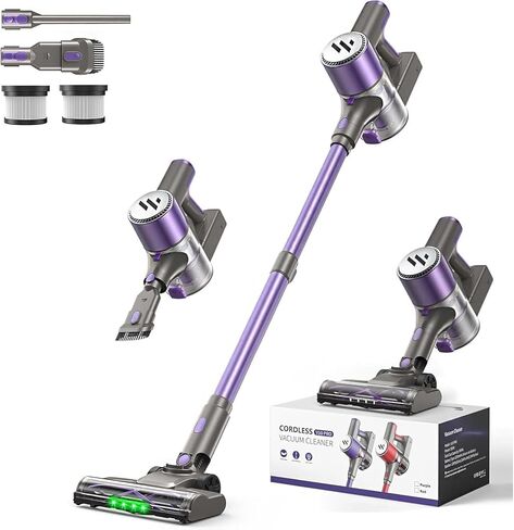 MBTTODF Cordless Vacuum Cleaner,Vacuum Cleaner for Home with Brushless Motor,Lightweight Stick Vacuum with Self-Standing and Touch Screen,Hardwood Floor Vacuum for Pet Hair,Carpets,Tile(Purple) in Saudi Arabia
