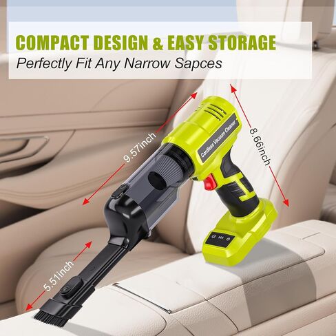 مكنسة كهربائية لاسلكية متوافقة مع بطارية ريوبي 18 فولت، مكنسة كهربائية محمولة مع شفط قوي 105 وات، مكنسة سيارة ثلاثية السرعات لشعر الحيوانات الأليفة المنزلي، السيارة (5 مرشحات، البطارية غير متضمنة) in Kuwait
