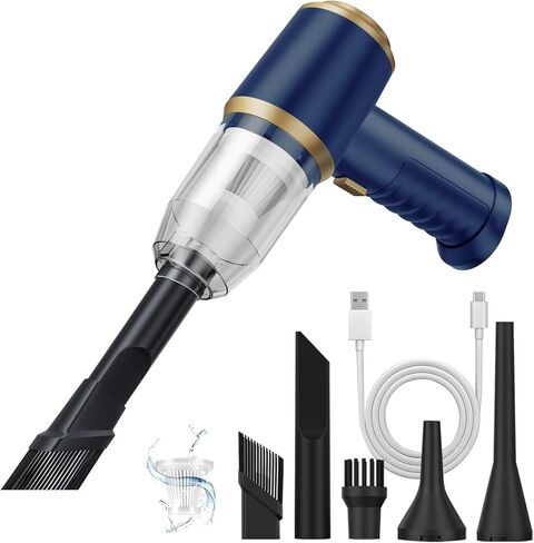 مكنسة كهربائية للسيارة لاسلكية، مكنسة كهربائية صغيرة محمولة بقوة 120 وات مع شفط قوي بقوة 12000 باسكال، منفاخ هواء مضغوط كهربائي للسيارة والمكتب ولوحة المفاتيح والمنزل in Kuwait