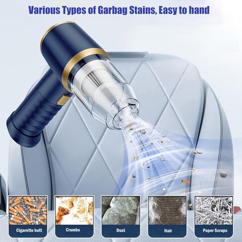 مكنسة كهربائية للسيارة لاسلكية، مكنسة كهربائية صغيرة محمولة بقوة 120 وات مع شفط قوي بقوة 12000 باسكال، منفاخ هواء مضغوط كهربائي للسيارة والمكتب ولوحة المفاتيح والمنزل in Kuwait