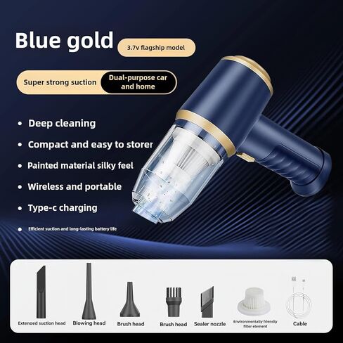 مكنسة كهربائية للسيارة لاسلكية، مكنسة كهربائية صغيرة محمولة بقوة 120 وات مع شفط قوي بقوة 12000 باسكال، منفاخ هواء مضغوط كهربائي للسيارة والمكتب ولوحة المفاتيح والمنزل in Kuwait