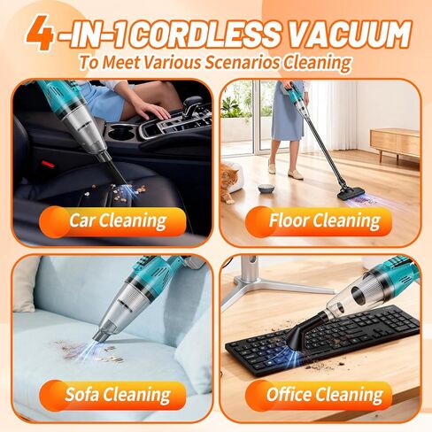 مكنسة كهربائية لاسلكية متوافقة مع بطارية ماكيتا 18 فولت (الأداة فقط)، مكنسة كهربائية محمولة 36 CFM للمنزل والسيارة وشعر الحيوانات الأليفة، مع فوهات 4 في 1 و3 فلتر HEPA، بدون بطارية in Kuwait