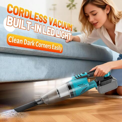 مكنسة كهربائية لاسلكية متوافقة مع بطارية ماكيتا 18 فولت (الأداة فقط)، مكنسة كهربائية محمولة 36 CFM للمنزل والسيارة وشعر الحيوانات الأليفة، مع فوهات 4 في 1 و3 فلتر HEPA، بدون بطارية in Kuwait