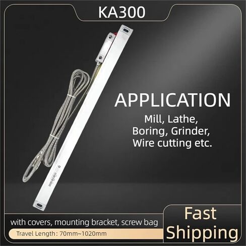 Optical Grating Ruler Sensor, 5um Linear Scale, for Turning Lathe Milling DRO Display KA300 TTL 70mm~420mm, 1pc(KA300-5um-70mm) in Saudi Arabia