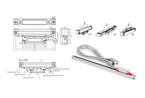 NDDRPFSQQ التشفير الخطي KA500 KA-500 18*20 لآلات CNC الصغيرة DB9 مستشعر مسطرة بصرية (KA500-320) in Saudi Arabia