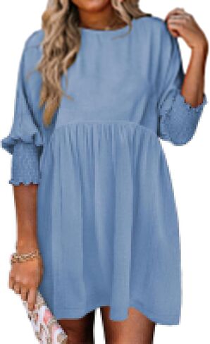 Spring Dresses for Women 2025 Cute Summer Dresses Casual Short Sleeve Crew Neck Mini Dress A-Line Flowy Swing Dress in Saudi Arabia