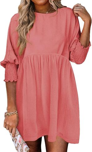 Spring Dresses for Women 2025 Cute Summer Dresses Casual Short Sleeve Crew Neck Mini Dress A-Line Flowy Swing Dress in Saudi Arabia