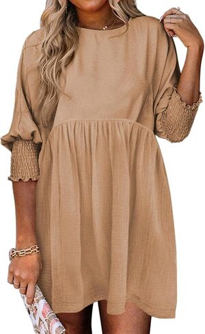Spring Dresses for Women 2025 Cute Summer Dresses Casual Short Sleeve Crew Neck Mini Dress A-Line Flowy Swing Dress in Saudi Arabia