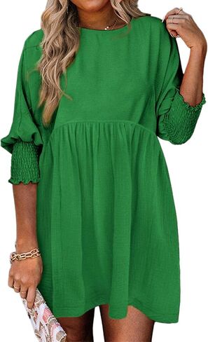Spring Dresses for Women 2025 Cute Summer Dresses Casual Short Sleeve Crew Neck Mini Dress A-Line Flowy Swing Dress in Saudi Arabia