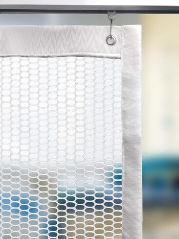 Medical Grade Hospital Privacy Curtain, White Oval Net Pattern, Medical Partition Screen with Eyelets and C-Hooks, 12ft Wide x 7ft High in Saudi Arabia