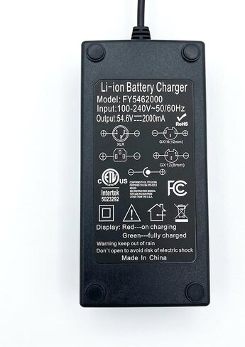 54.6V 2A Lithium Battery Charger with 7-in-1 Connector for 48V Li-ion Battery Packs, 48V Power Adapter with Smart Charging and Automatic Shut-Off Upon Full Charge in Saudi Arabia