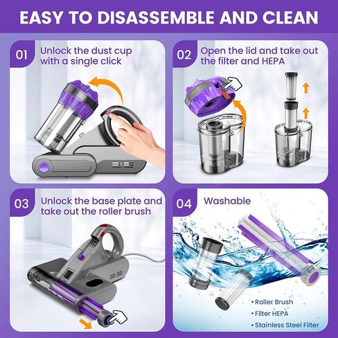 Mattress Vacuum Cleaner, Handheld Bed Vacuum Cleaner with 16Kpa Suction, 253.7nm UV-C Light, 149℉ Hot Air, Double-Cup Handheld Vacuums for Bed, Sofa, Couch, Crib (Corded, 550W) in Saudi Arabia