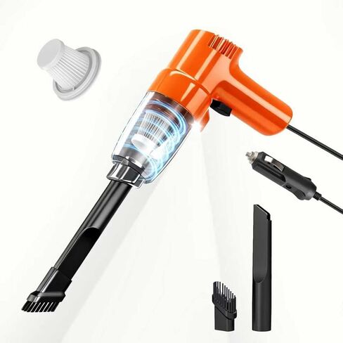 Car Mounted Vacuum Cleaner - 7000PA High-Power Suction, Dry & Wet Dual-Purpose, Portable Mini Handheld Vacuum with LED Light & Attachments, Ideal for Car Interior, Pet Hair, Dust & Debris (Blue) in Saudi Arabia