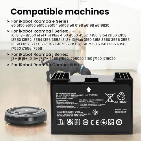 ABL-D2A ABL-D2 Roomba Battery Compatible with iRobot Roomba j7 j7+ j8+ i8 i8+ i8 i3 i3+ i4 i4+ i4 Plus i6 i7+ i7 j7150 j7550 i8550 i4150 e5 e6 e5150 e5152 e6198, Combo i5 i5+ j5 j5+ j9 j9+ 14.4V 32Wh in Saudi Arabia