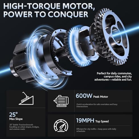 Electric Scooter for Adults with Double Swing-Arm Suspension, 600W Motor & 21-Mile Range - 10" Tires & Full 360° Lights in Saudi Arabia