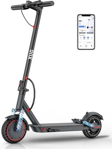 Electric Scooter for Adults with Dual Suspension System - 8.5" Solid Tires, 350W Motor, Up to 19 MPH Speed, 15 Miles Long Range, Double Braking Folding Fast E-Scooter, App Control in Saudi Arabia
