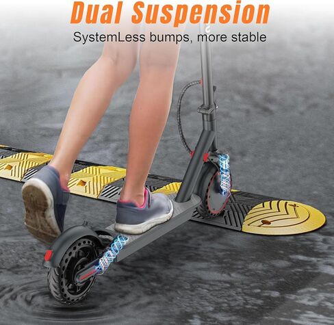 Electric Scooter for Adults with Dual Suspension System - 8.5" Solid Tires, 350W Motor, Up to 19 MPH Speed, 15 Miles Long Range, Double Braking Folding Fast E-Scooter, App Control in Saudi Arabia
