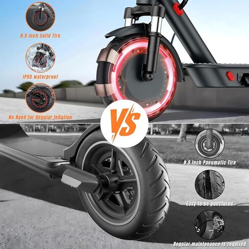 Electric Scooter for Adults with Dual Suspension System - 8.5" Solid Tires, 350W Motor, Up to 19 MPH Speed, 15 Miles Long Range, Double Braking Folding Fast E-Scooter, App Control in Saudi Arabia
