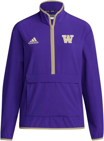 adidas Mens Washington Huskies Quarter Zip Jacket Training Athletic Outerwear Casual - Purple in Saudi Arabia
