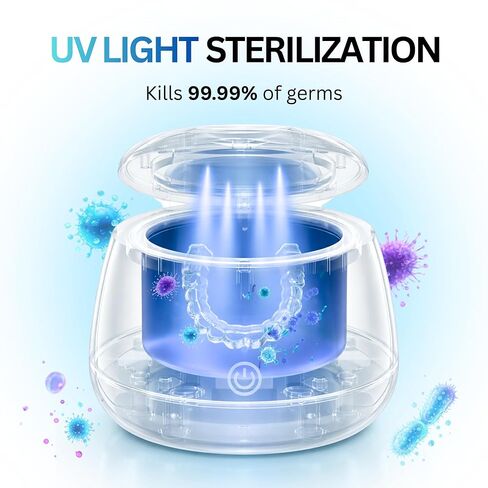 Ultrasonic Retainer Cleaner Machine - 48kHz Aligner and Denture Cleaner for Mouth Guard, Night Guard, Dental Trays, Braces, Toothbrush Heads and Jewelry with 200ml Capacity in Saudi Arabia