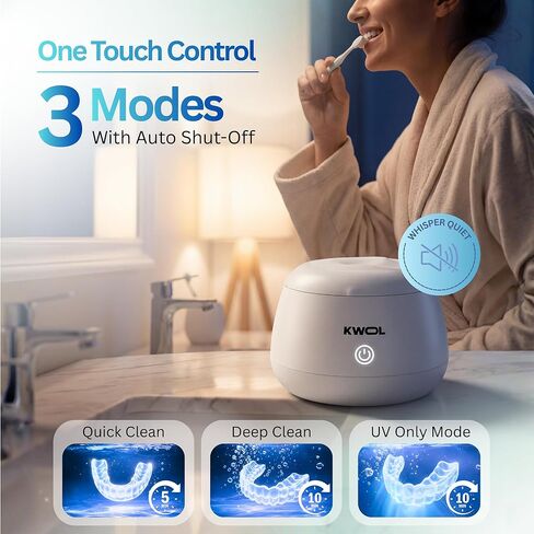 Ultrasonic Retainer Cleaner Machine - 48kHz Aligner and Denture Cleaner for Mouth Guard, Night Guard, Dental Trays, Braces, Toothbrush Heads and Jewelry with 200ml Capacity in Saudi Arabia