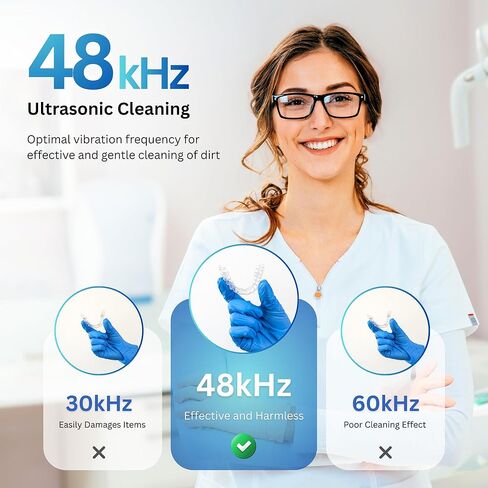 Ultrasonic Retainer Cleaner Machine - 48kHz Aligner and Denture Cleaner for Mouth Guard, Night Guard, Dental Trays, Braces, Toothbrush Heads and Jewelry with 200ml Capacity in Saudi Arabia