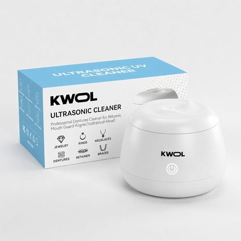 Ultrasonic Retainer Cleaner Machine - 48kHz Aligner and Denture Cleaner for Mouth Guard, Night Guard, Dental Trays, Braces, Toothbrush Heads and Jewelry with 200ml Capacity in Saudi Arabia