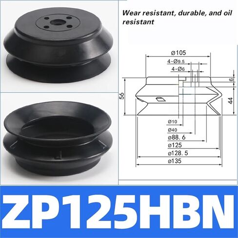 1pcs Vacuum Suction Cup Industrial ZPT-HB40/50/63/80/100/125 Double-Layer Silicone Heavy-Duty Pneumatic(ZP125HBN) in Saudi Arabia