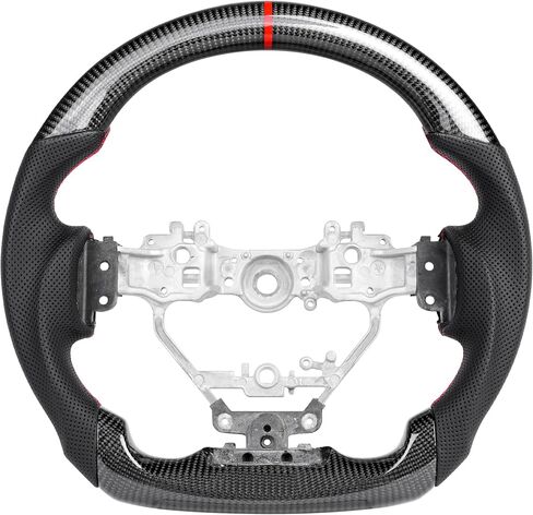 عجلة قيادة من ألياف الكربون الحقيقية لسيارة Lexus IS 200/250/300/RC-F 2013–2022 CT 2011-2017 NX 2014-2020 RC 2014-2019 ISF ​​2011-2020 GSF 2015-2020، مع مقبض جلدي مثقوب (خط تحديد المواقع الأحمر) in Kuwait