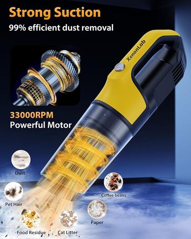 Handheld Vacuum Cordless Car Office Home Pets Hair (Yellow and Black) in Saudi Arabia