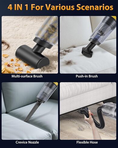 Handheld Vacuum Cordless Car Office Home Pets Hair (Yellow and Black) in Saudi Arabia