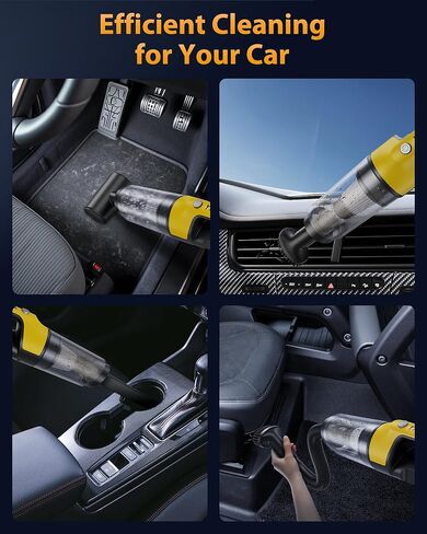 Handheld Vacuum Cordless Car Office Home Pets Hair (Yellow and Black) in Saudi Arabia