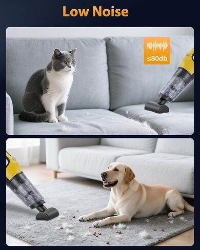 Handheld Vacuum Cordless Car Office Home Pets Hair (Yellow and Black) in Saudi Arabia