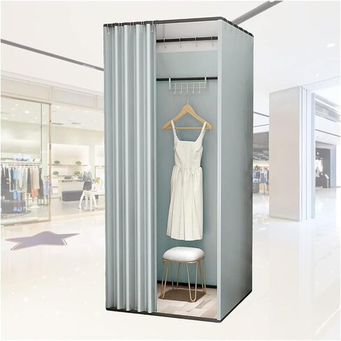 Temporary Privacy Screen Partition with Curtain Kit Fitting Room for Garment Shop Dormitory Mobile Track Individual Changing Room, 2 Sizes(85x85x200cm) in Saudi Arabia