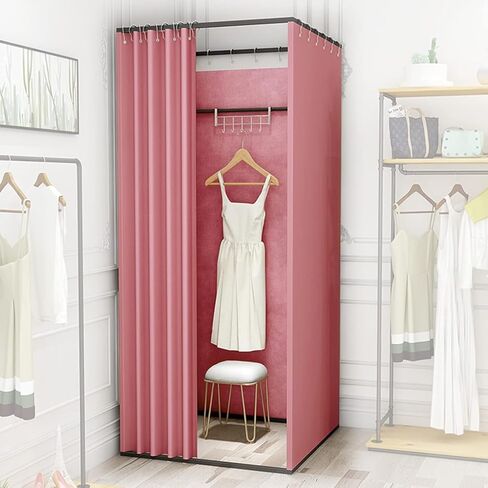Hemp Velvet Curtain Privacy Screen for Office Clothing Store Dorm Room Mobile Tracking Storage Room with Grommets 12 Colours(100x100x200cm) in Saudi Arabia