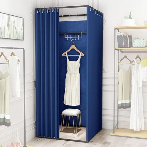 for Office Clothing Store Dorm Room Mobile Tracking Storage Room with Grommets Clothing Store Fitting Room Linen Curtains Privacy Screen(100x100x200cm) in Saudi Arabia