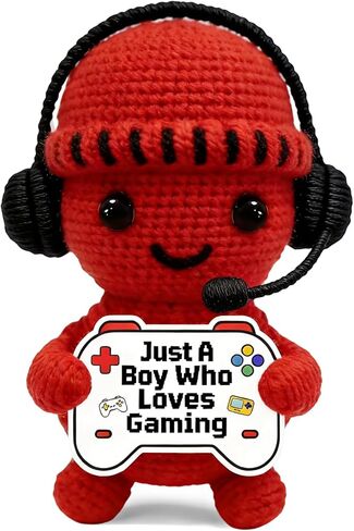 Gifts for Gamers, Funny Gamer Gifts for for Him, Easter Basket Stuffers for Teens Boys, Handmade Crochet Gamer Doll for Game Lovers, Gamer Party Favors,Gaming Stuff for Son Boys Gaming Accessories in Saudi Arabia