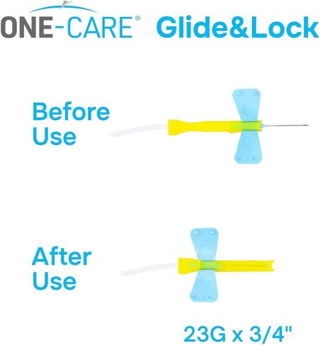 ONE-CARE 23Ga 3/4 بوصة، أنبوب 12 بوصة، حامل أنبوب مسبق التركيب، ملحقات توزيع مستلزمات المختبرات الصناعية، معبأة بشكل فردي، 25 مجموعة، انزلاق وقفل، REF 5042-H in Saudi Arabia