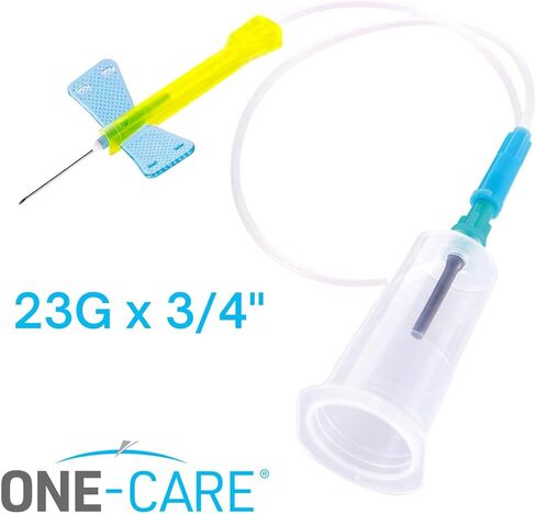 ONE-CARE 23Ga 3/4 بوصة، أنبوب 12 بوصة، حامل أنبوب مسبق التركيب، ملحقات توزيع مستلزمات المختبرات الصناعية، معبأة بشكل فردي، 25 مجموعة، انزلاق وقفل، REF 5042-H in Saudi Arabia