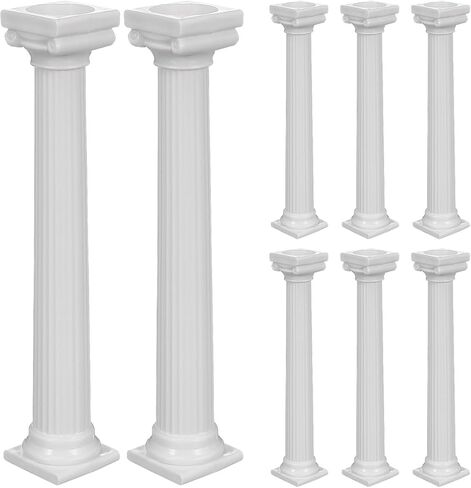 UPKOCH 8 Pcs Cake Support Rods 6.7 Inch Roman Column Plastic Pillars with Square Base Tiered Cake Stands for Wedding Birthday Party Decoration in Saudi Arabia